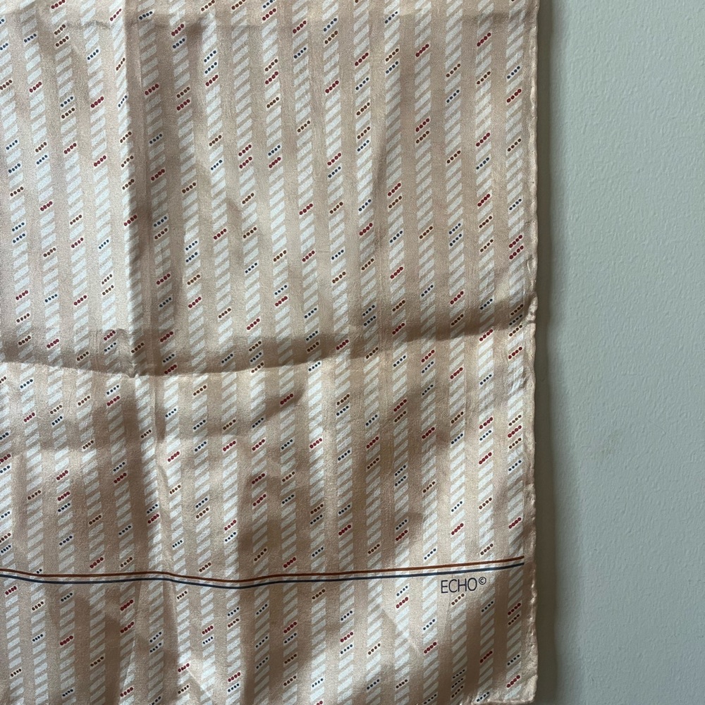 Vintage Echo Beige Patterned Scarf Rectangle Stri… - image 7